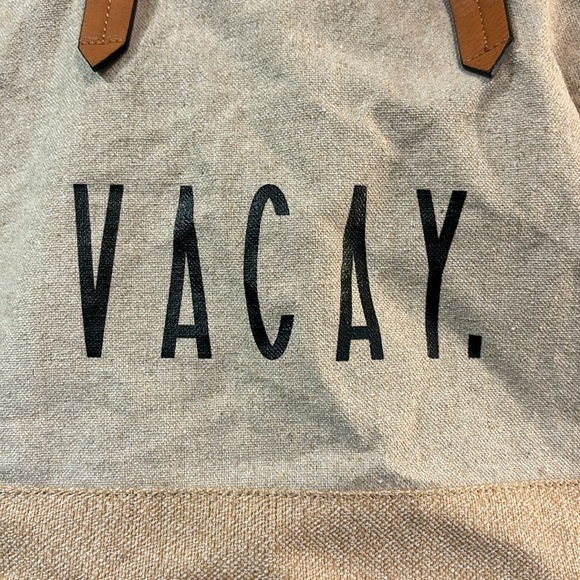 Anthropologie Vacay Tan Linen Shoulder Tote Bag Beach Vacation Bag - Picture 2 of 15